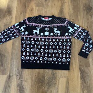 You Look Ugly Today Christmas Sweater Reindeer & Snowflake Pattern Black   XXL